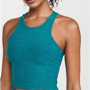 Beyond Yoga Spacedye Focus Cropped Tank in Bay Blue Heather - Large